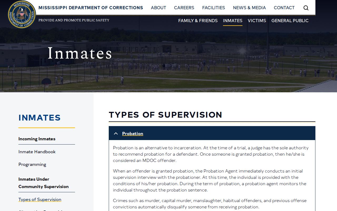 Issaquena County parole probation and earned-release supervision types from MDOC
