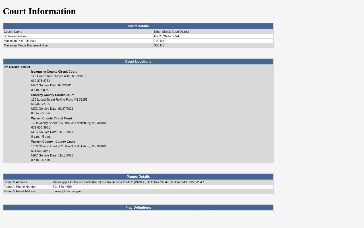 Issaquena County court source for released inmate case records